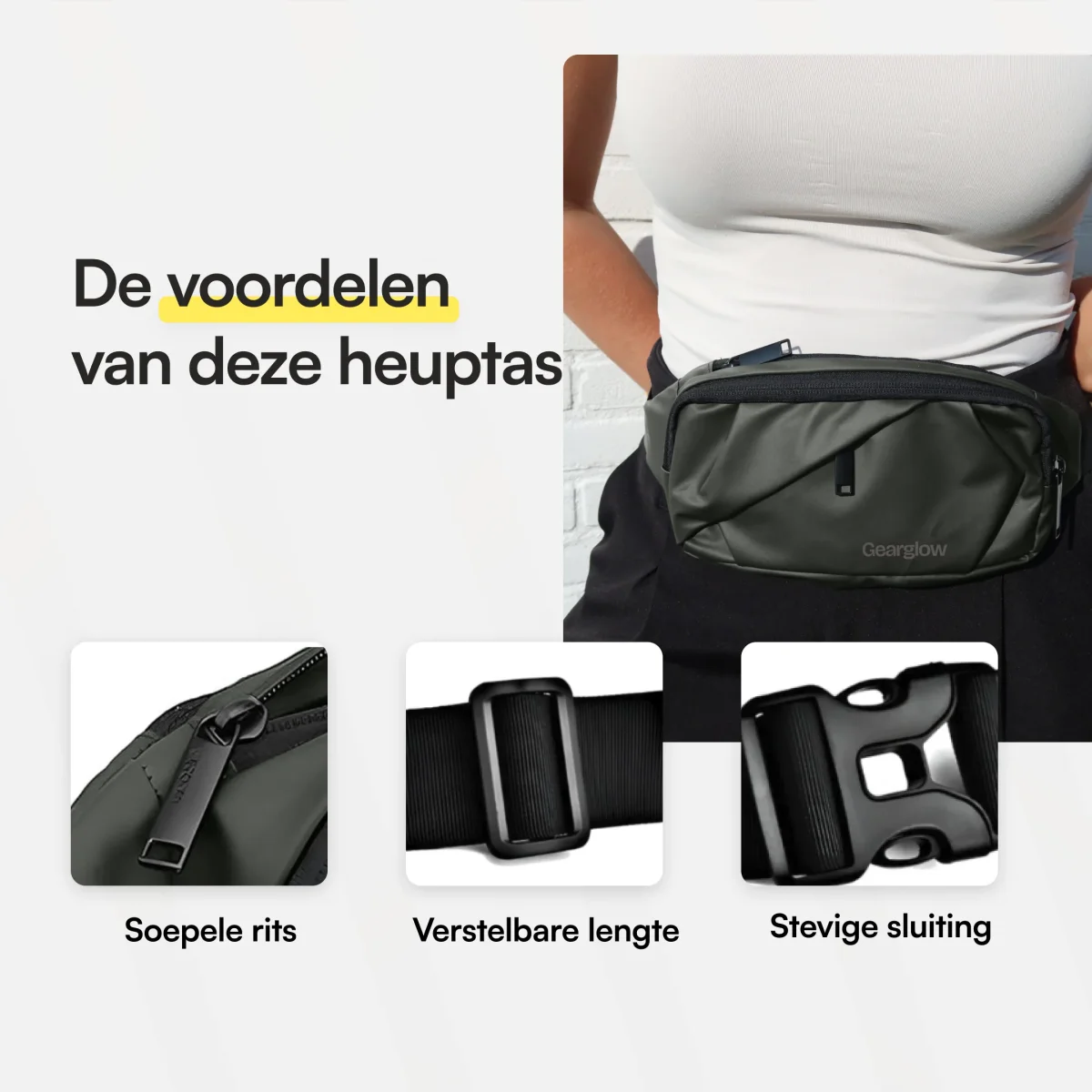 Heuptas - Unisex - Groen - Afbeelding 4